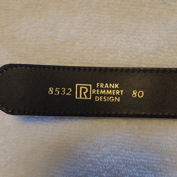 Frank Remmert Designer leather belt whimsical brass hardware - Picture 3 of 10